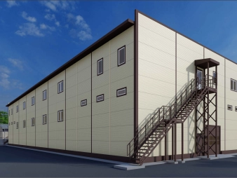 Цех с АБК из сэндвич-панелей